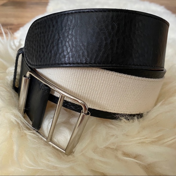Martin + OSA leather and canvas contrast wide statement belt - Picture 2 of 11